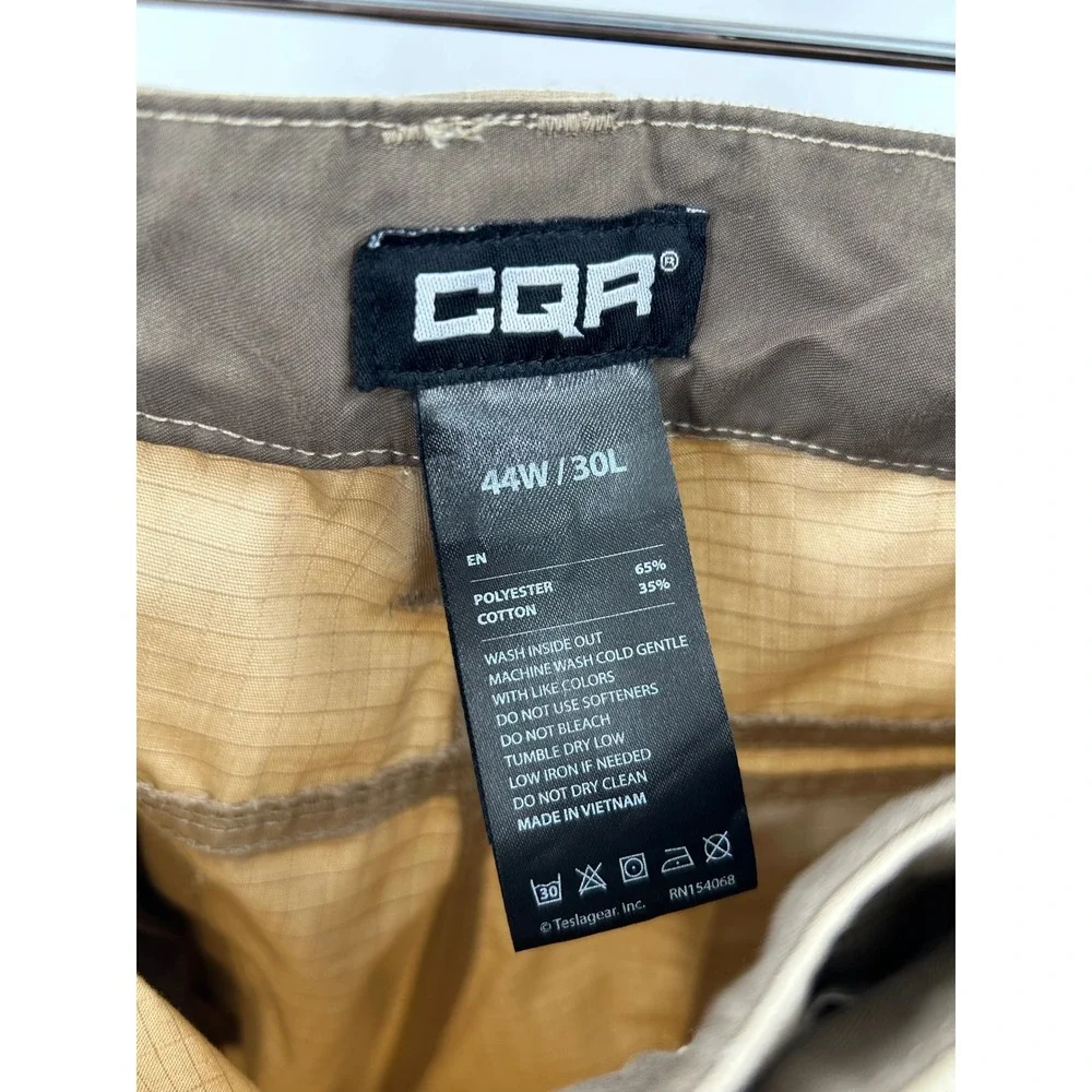 CQR Mens Tactical Cargo Pants Khaki Tan Ripstop Work Outdoor 43W x 28L